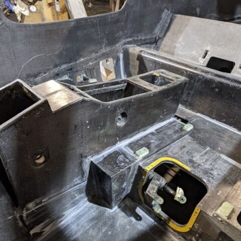 A view of the inside of an engine compartment.