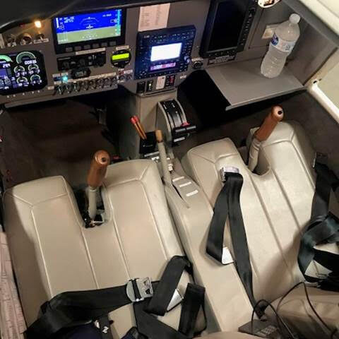 A view of the inside of an airplane.